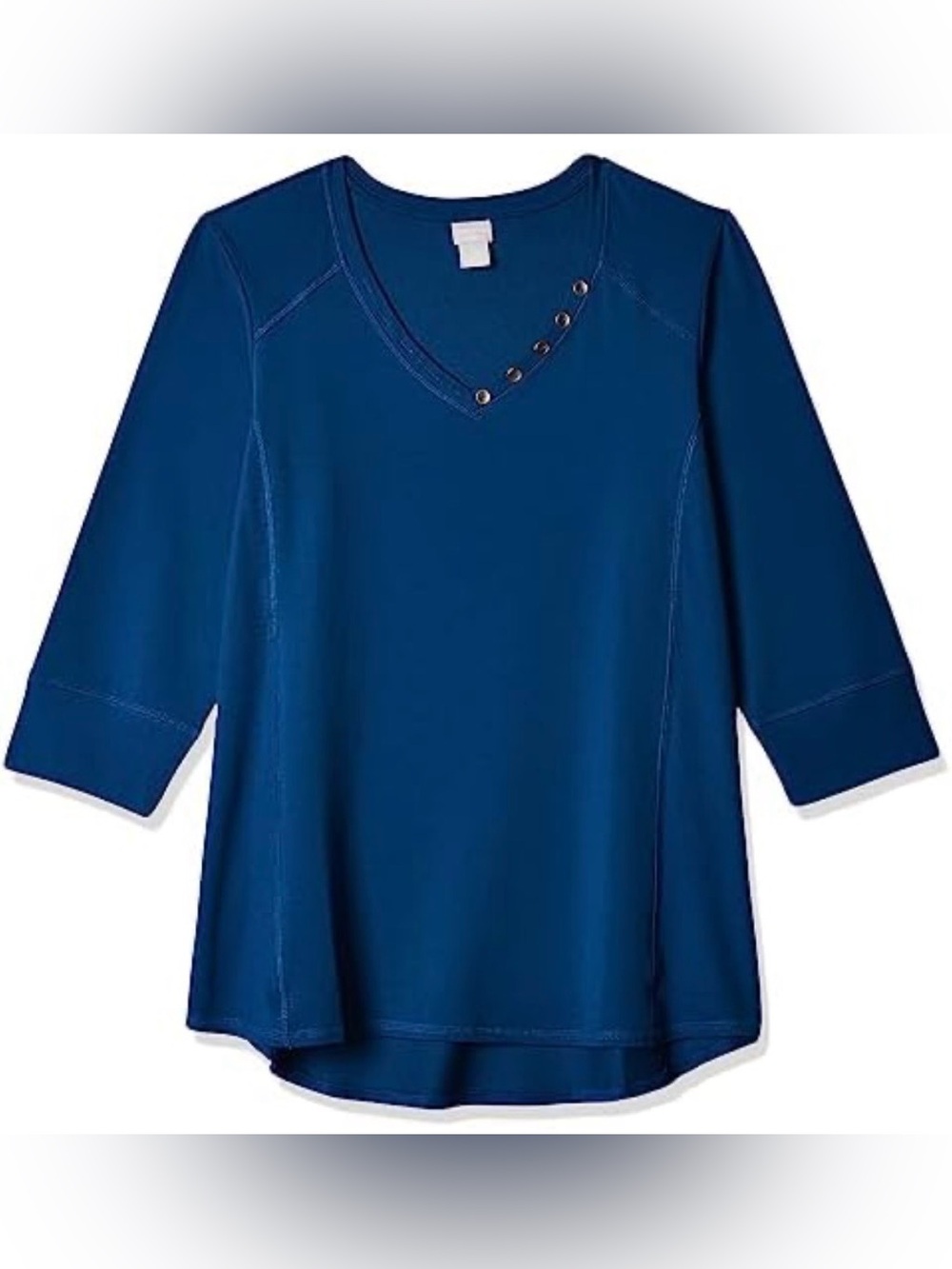 Chico's Top in Navy Blue with Three-Quarter Sleeves